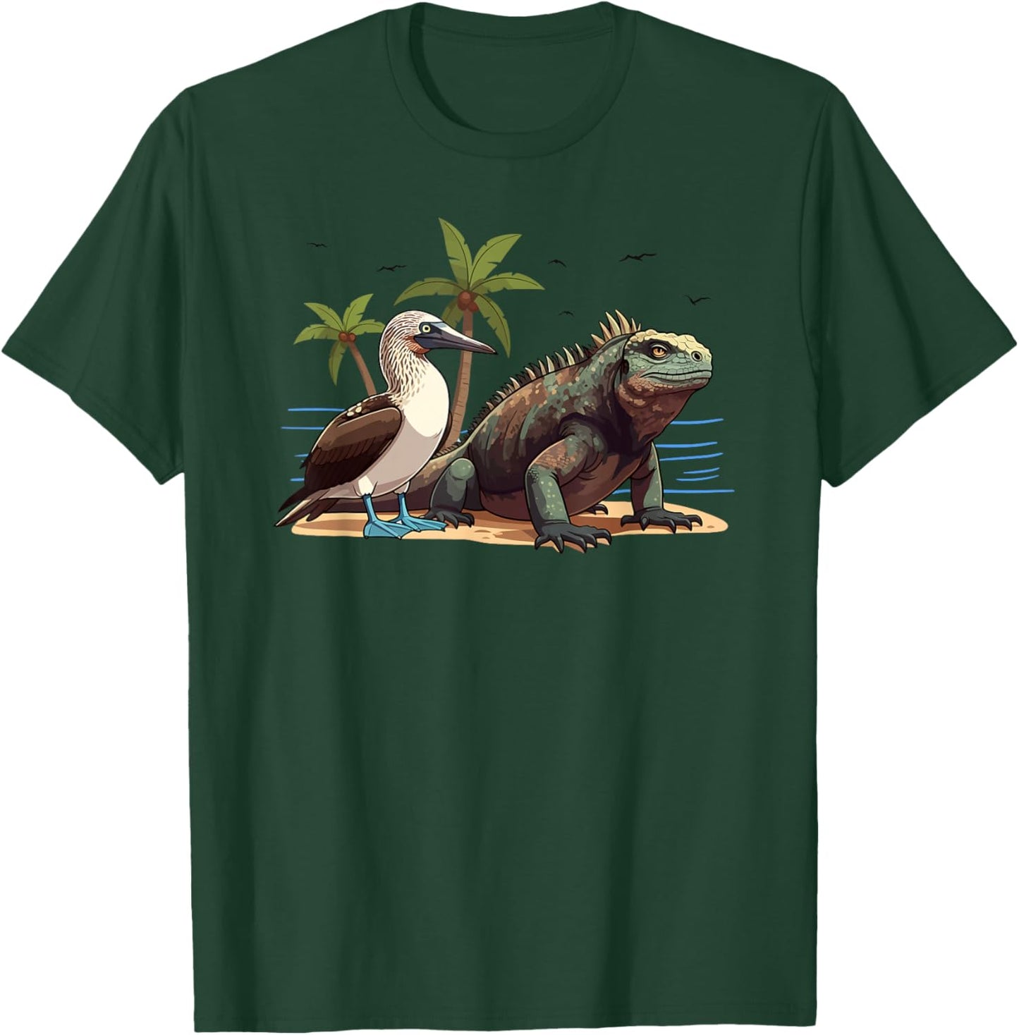 Blue Footed Booby Galapagos Land Iguana Lizard T-Shirt - T-Shirt | Forest