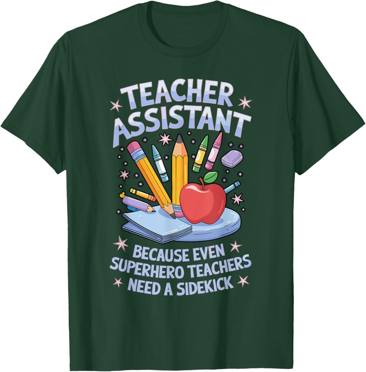 Superhero Sidekick Teaching Teach School Teacher Assistant T-Shirt - T-Shirt | Forest
