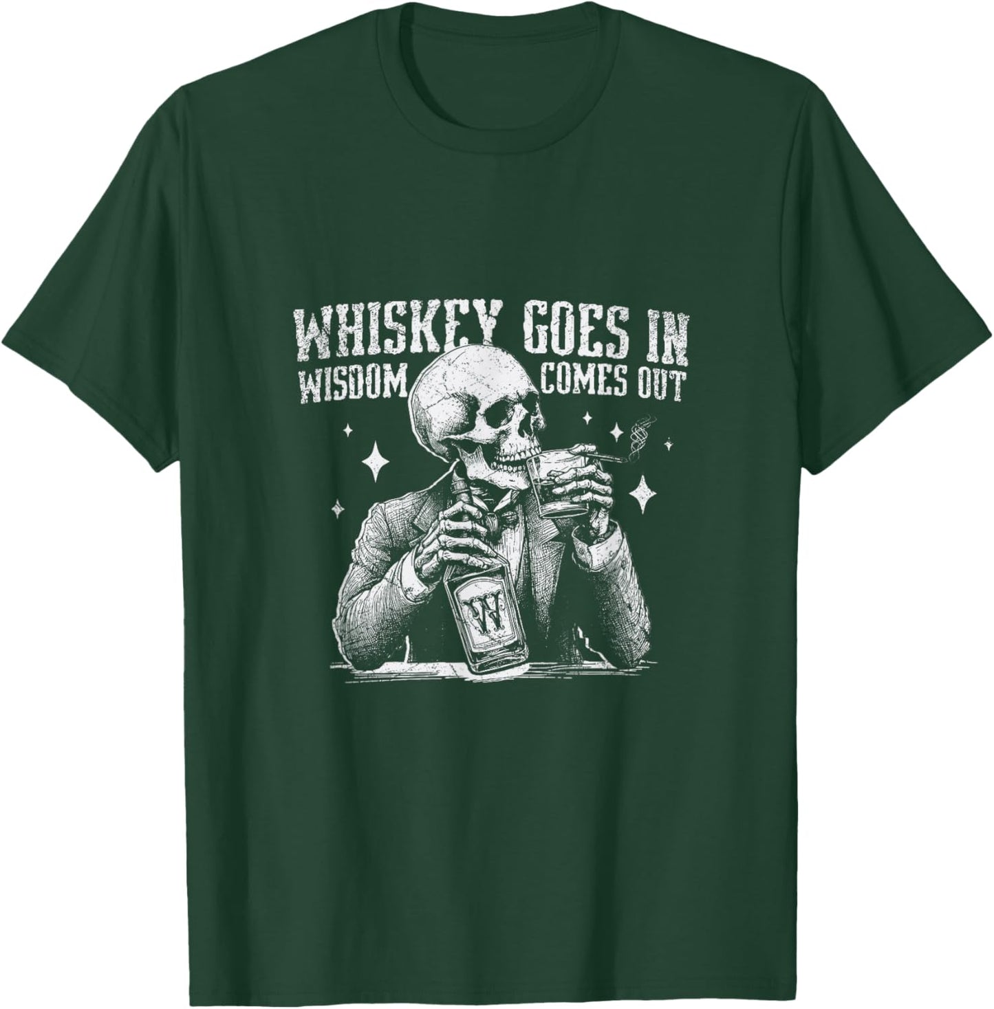Vintage Western Funny Skeleton Whiskey Halloween Wisdom T-Shirt - T-Shirt | Forest