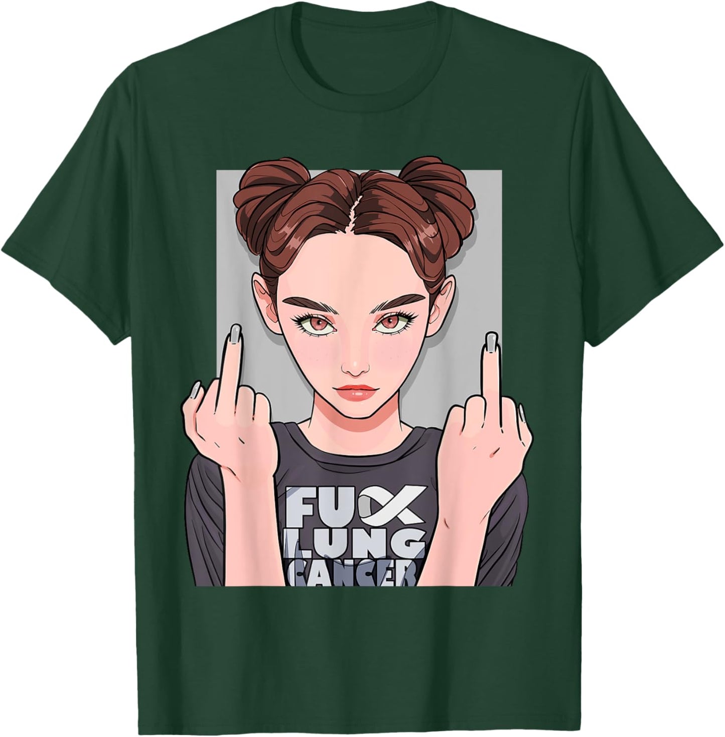 Fuck Lung Cancer White Ribbon Awareness Month Survivor T-Shirt - T-Shirt | Forest