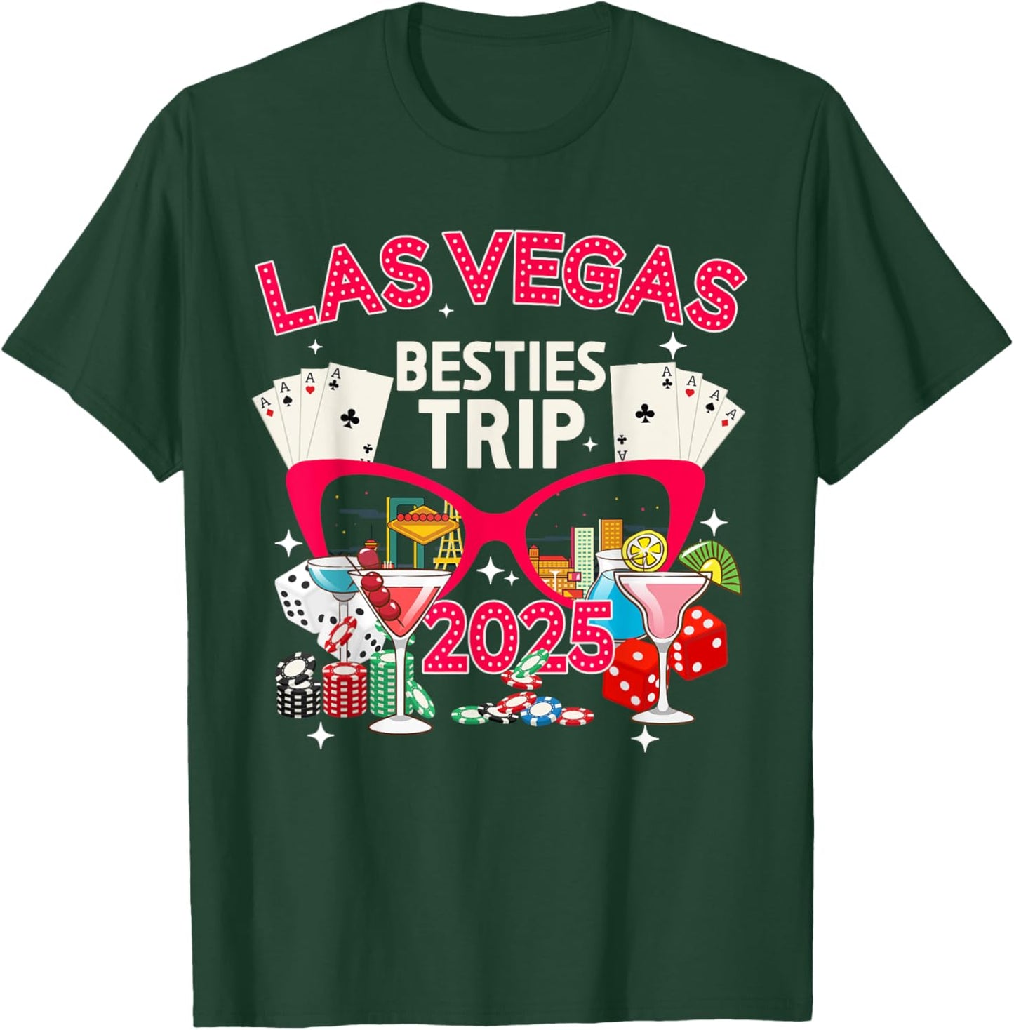 Las Vegas Besties Trip 2025 Las Vegas Best Friend Vacation T-Shirt - T-Shirt | Forest
