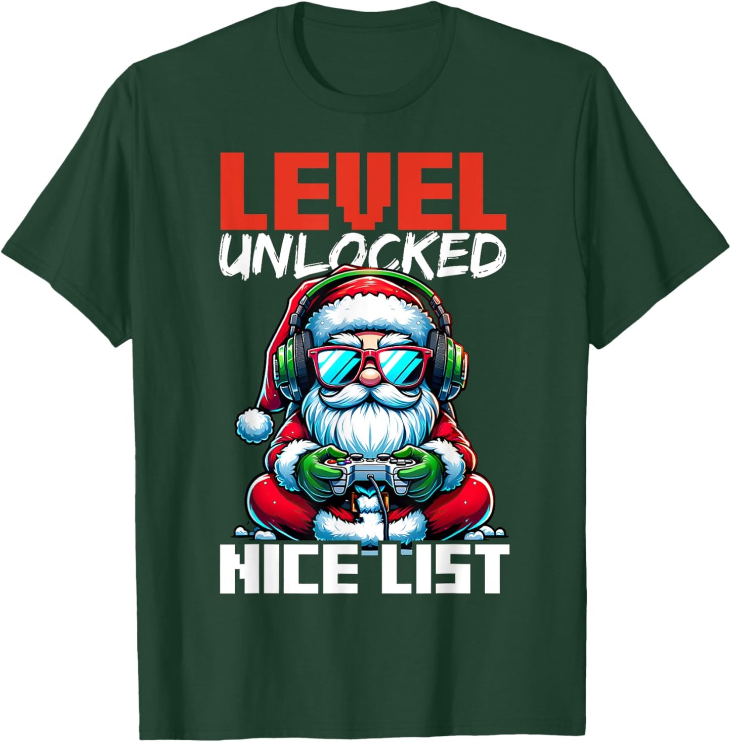 Christmas Gamer Boys Nice List Video Game Santa Xmas T-Shirt - T-Shirt | Forest