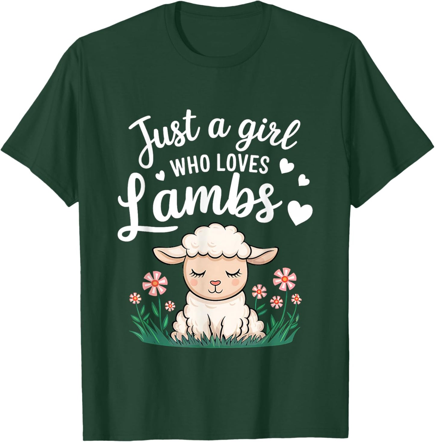 Lamb Just A Girl Who Loves Lambs Cute Animals Lover Girls T-Shirt - T-Shirt | Forest