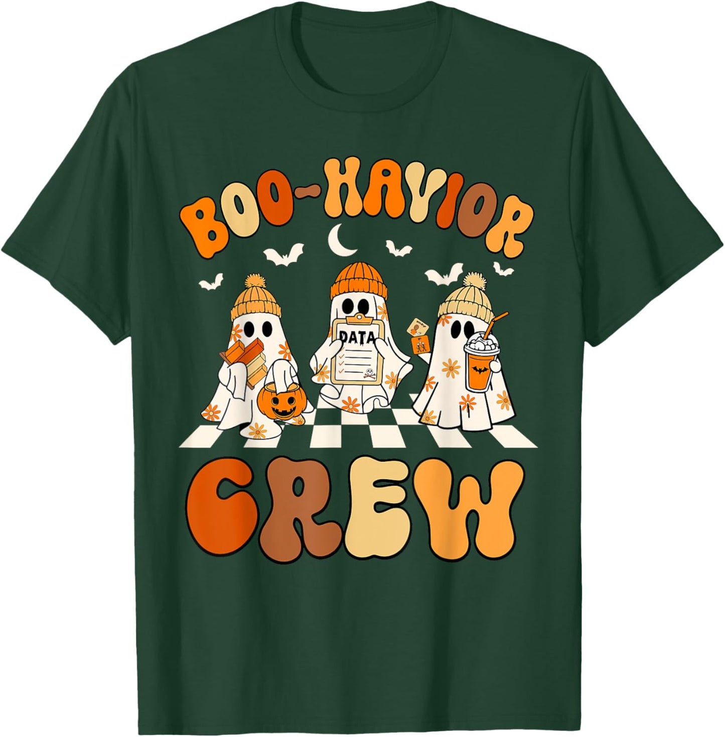 Behavior Analyst Halloween ABA Cute Ghost Boo-havior Crew T-Shirt - T-Shirt | Forest