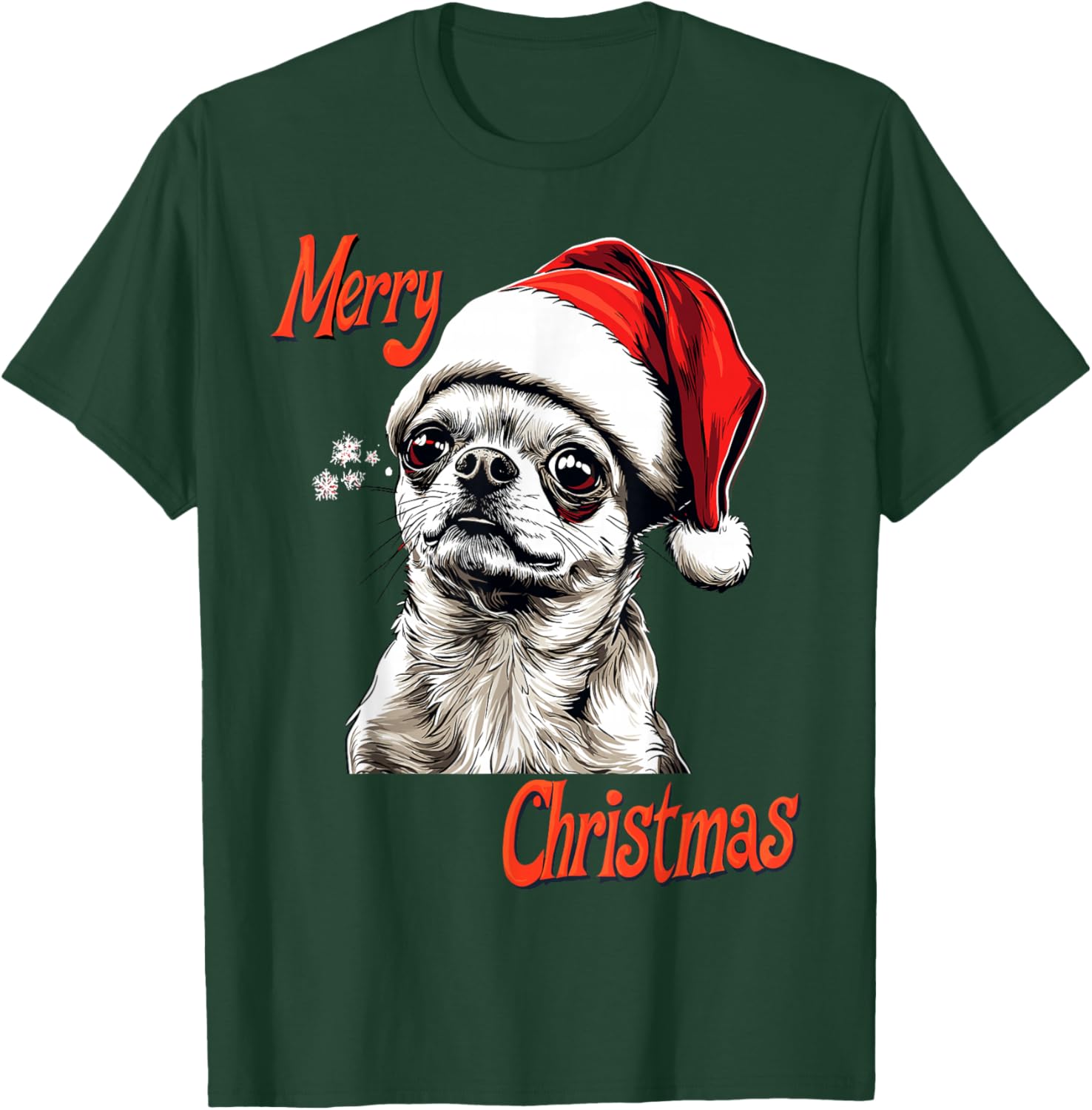Chihuahua Santa Hat Merry Christmas Xmas Dog Lover Pajama Women Kids T-Shirt - T-Shirt | Forest
