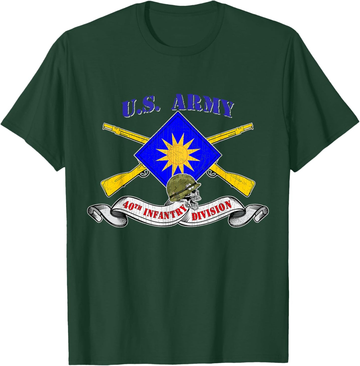 40th Infantry Division 40th ID Veteran Sunburst Division T-Shirt - T-Shirt | Forest