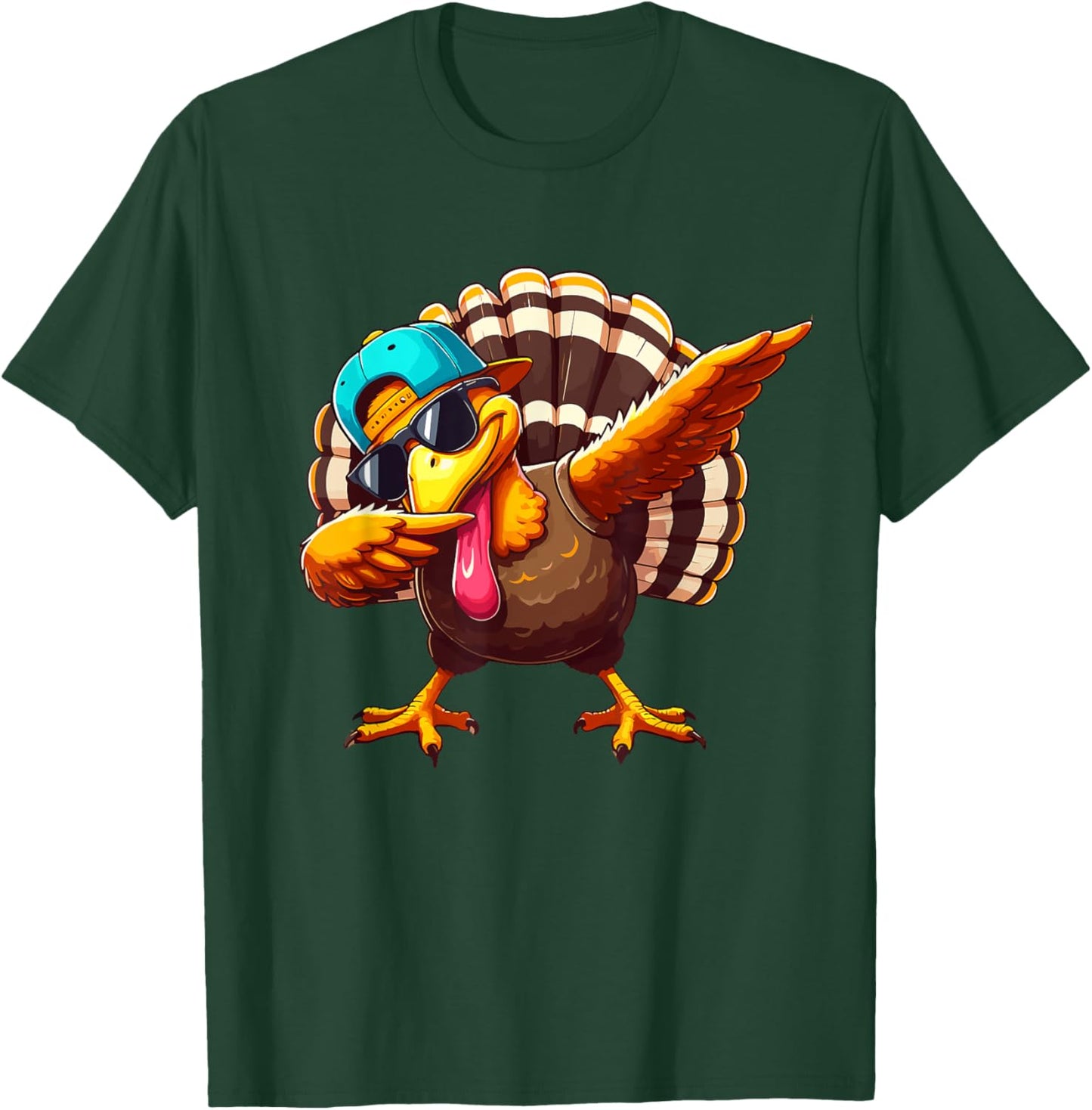 Dabbing Turkey Thanksgiving Day Pilgrim Boys Kids Funny Dab T-Shirt - T-Shirt | Forest
