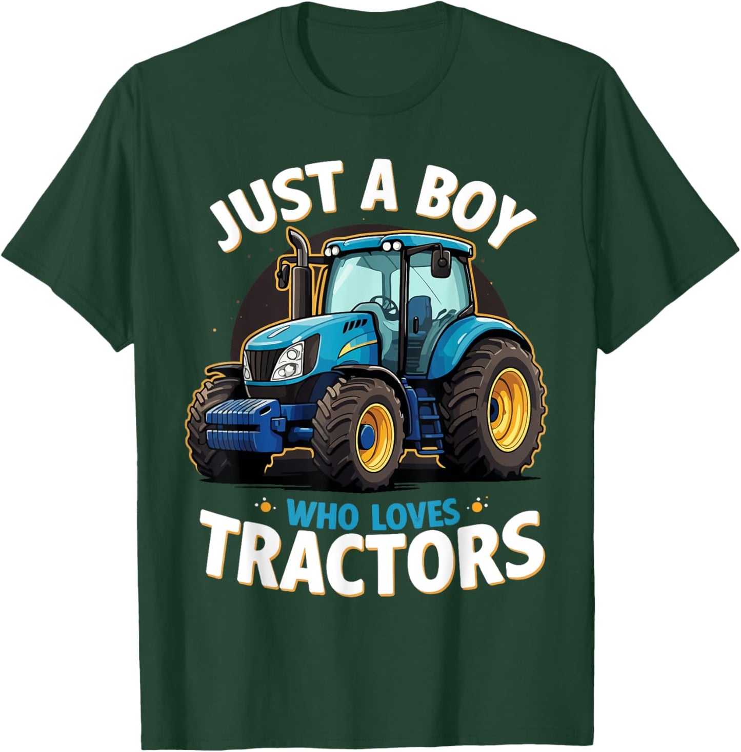 Just a Boy Who Loves Tractors Blue Farm Birthday Party Kids T-Shirt - T-Shirt | Forest