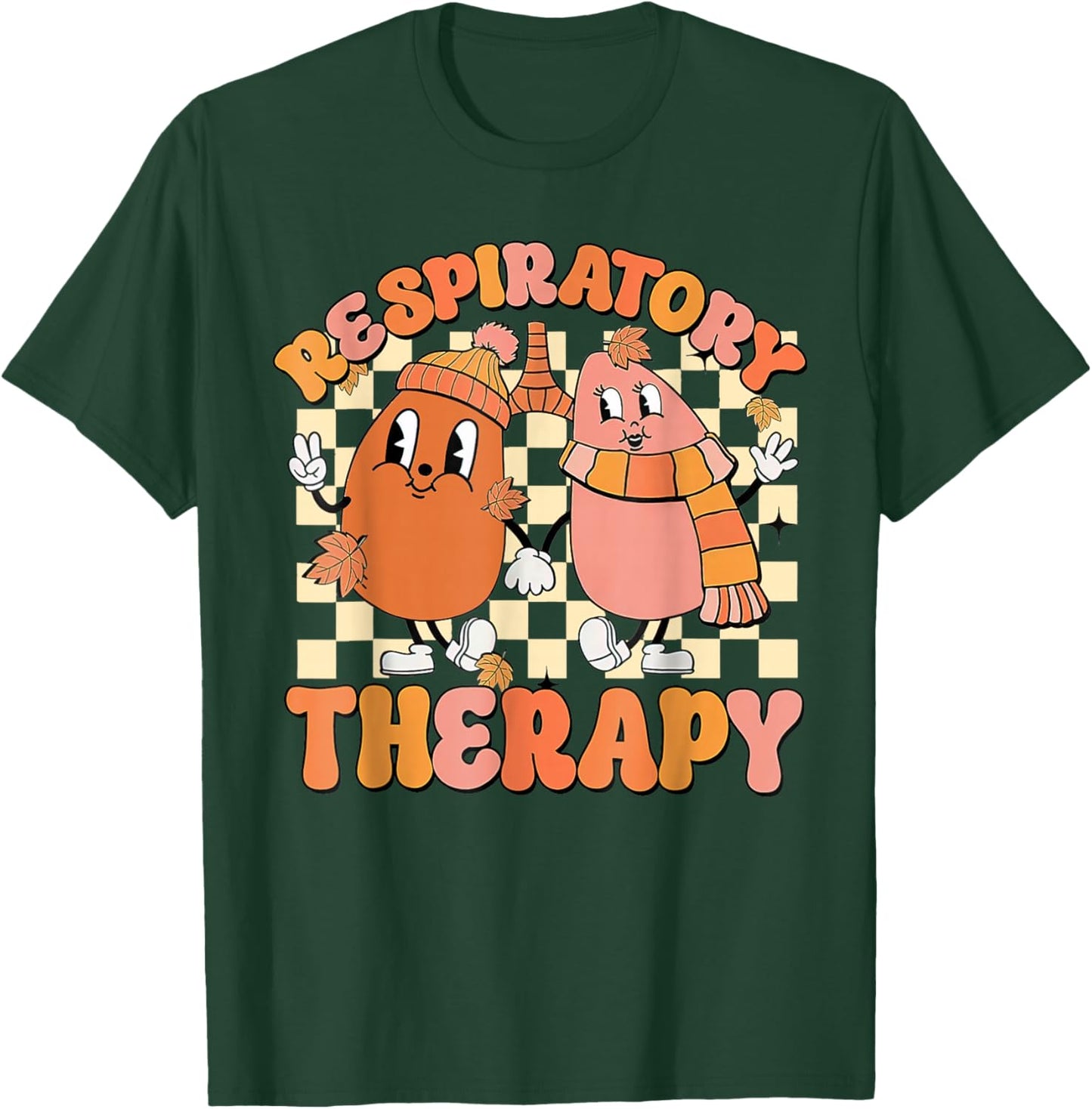 Thanksgiving Respiratory Therapy Therapist Fall Autumn Lung T-Shirt - T-Shirt | Forest