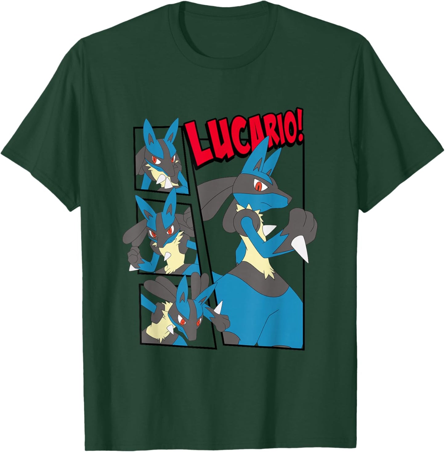 Pokémon Epic Lucario! Poses Collage Retro Big Chest Poster T-Shirt - T-Shirt | Forest