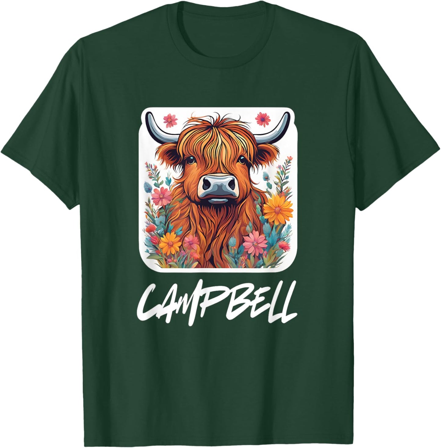Campbell Clan Highland Cow Scottish Family Name Party T-Shirt - T-Shirt | Forest