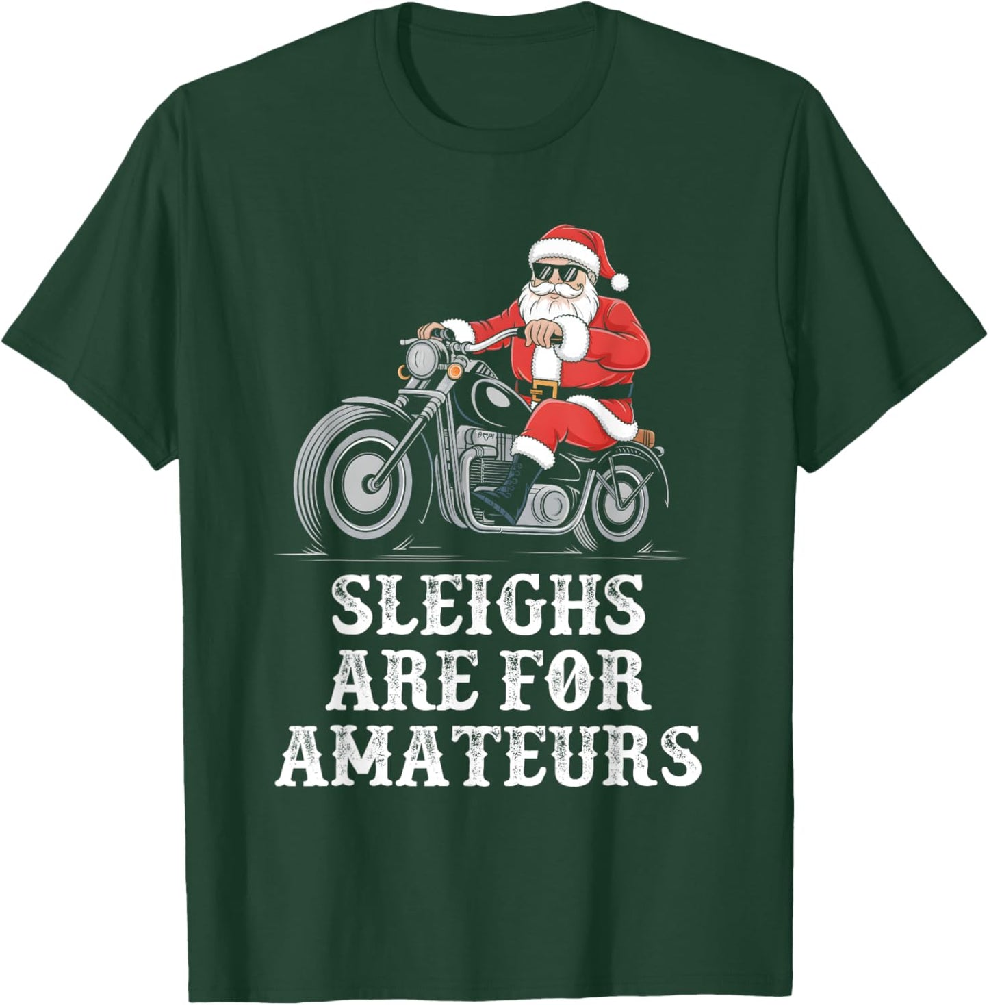 Christmas Funny Santa Claus Humor X-Mas Vacation Motorcycle T-Shirt - T-Shirt | Forest