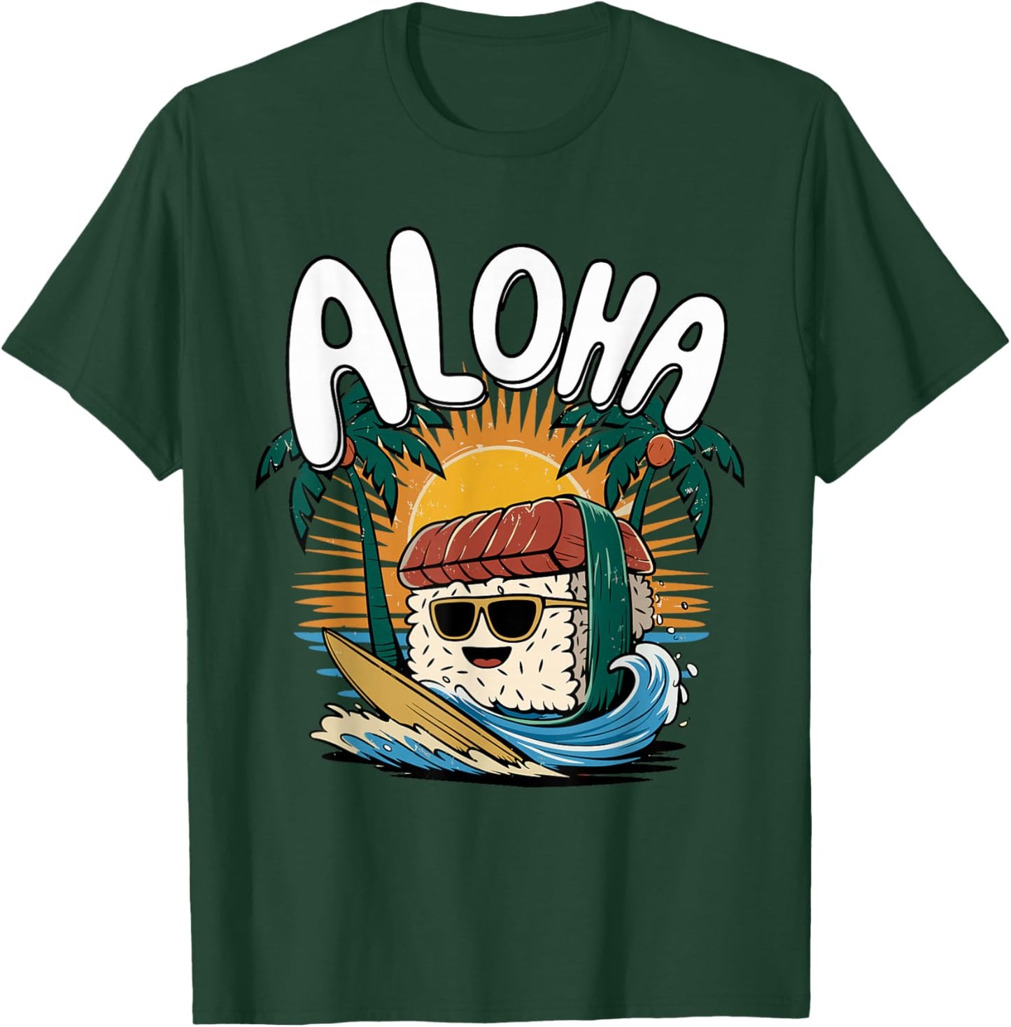 Musubi Surfer Surfing Hawaiian Food Hawaii Kawaii Musubi T-Shirt - T-Shirt | Forest