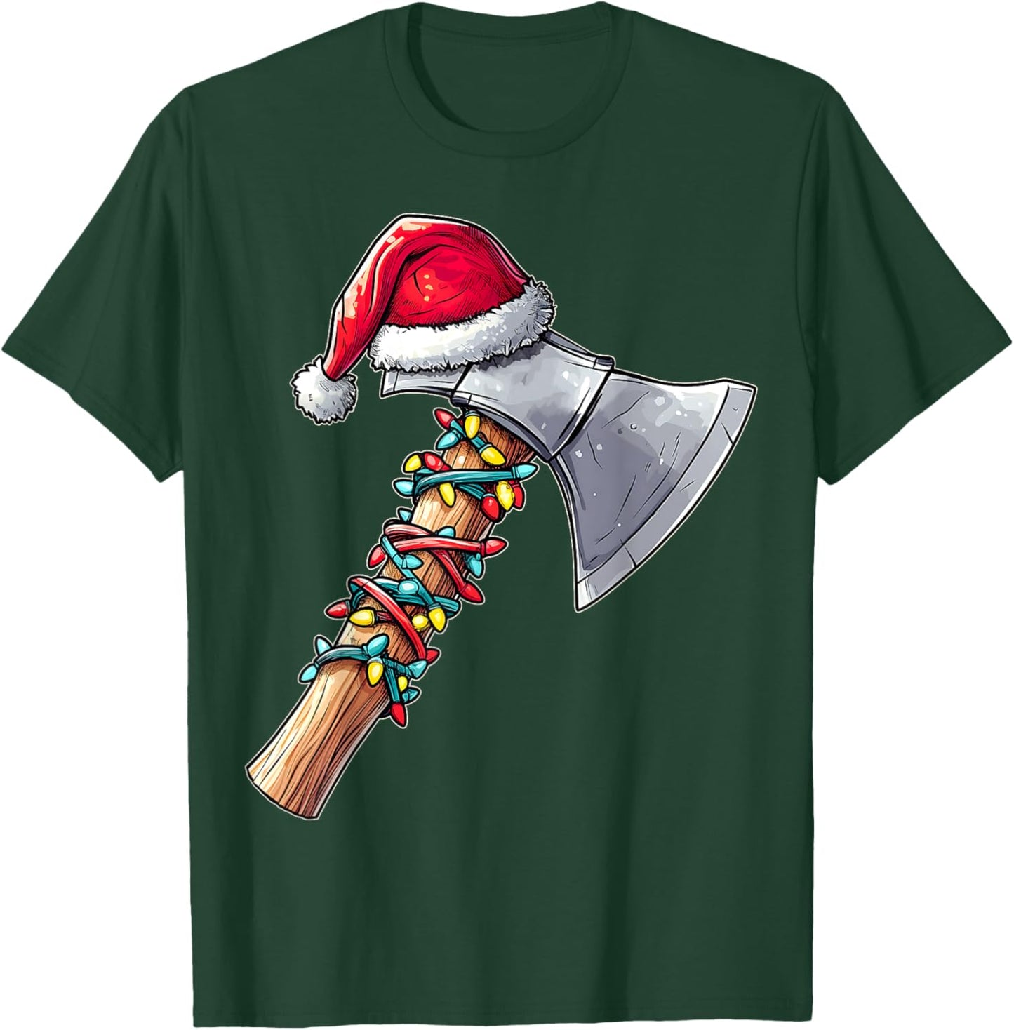 Axe Throwing Axe Thrower Christmas Hat Xmas - -Adults, Short Sleeve, , Black, Small T-Shirt - T-Shirt | Forest