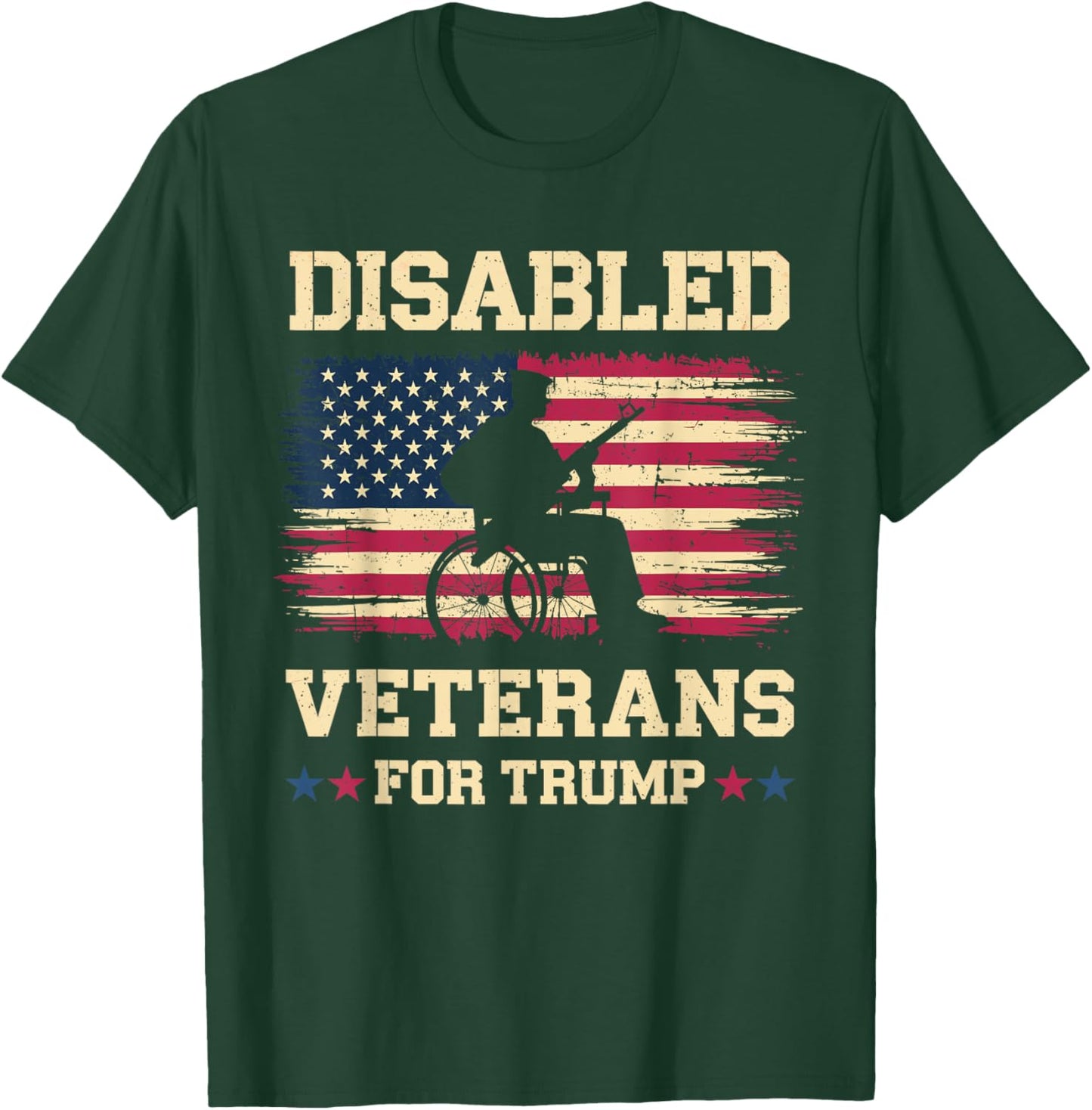 Disabled Veterans for Trump 2024 Election American Flag T-Shirt - T-Shirt | Forest