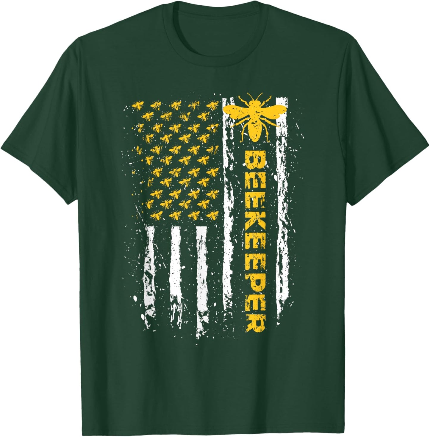 Beekeeper USA Flag Funny Honeybee Beekeeping Bee Patriotic T-Shirt - T-Shirt | Forest