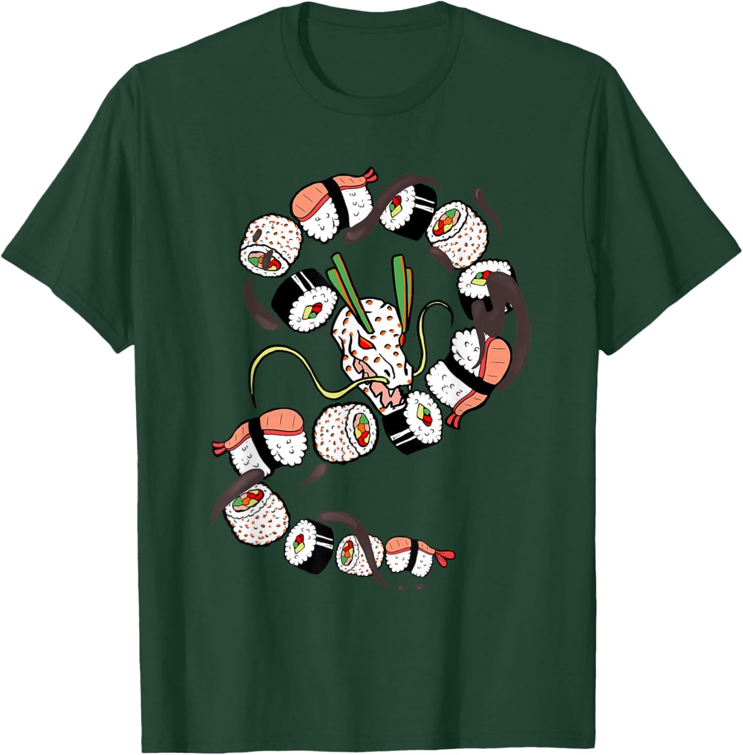 Sushi Dragon Roll Funny Japanese Food mythical Animal Lovers T-Shirt - T-Shirt | Forest