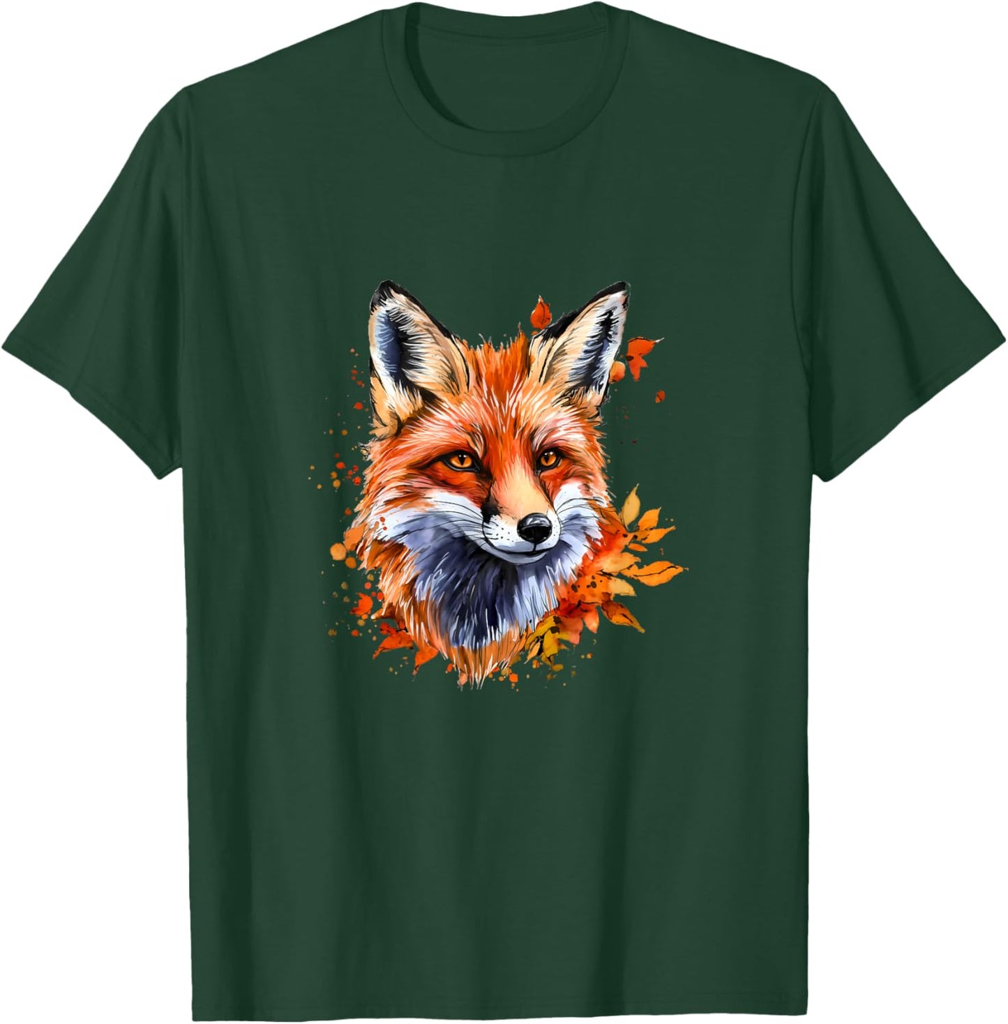 Autumn Watercolor Fox T-Shirt - T-Shirt | Forest