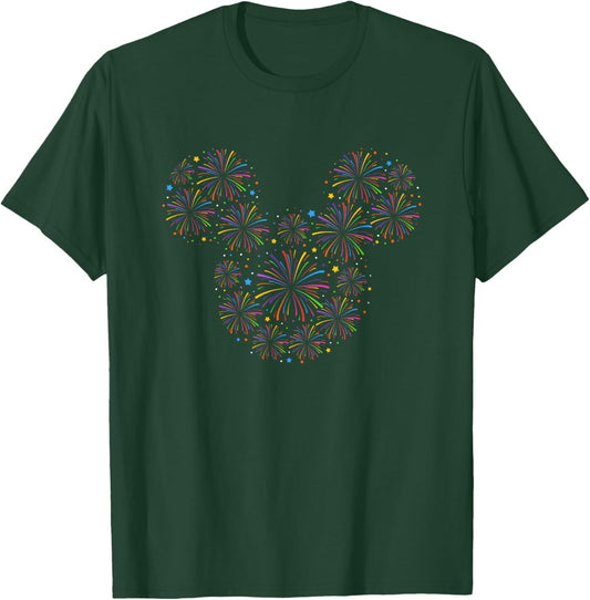 Disney Mickey And Friends Firework Mickey Silhouette Logo T-Shirt - T-Shirt | Forest