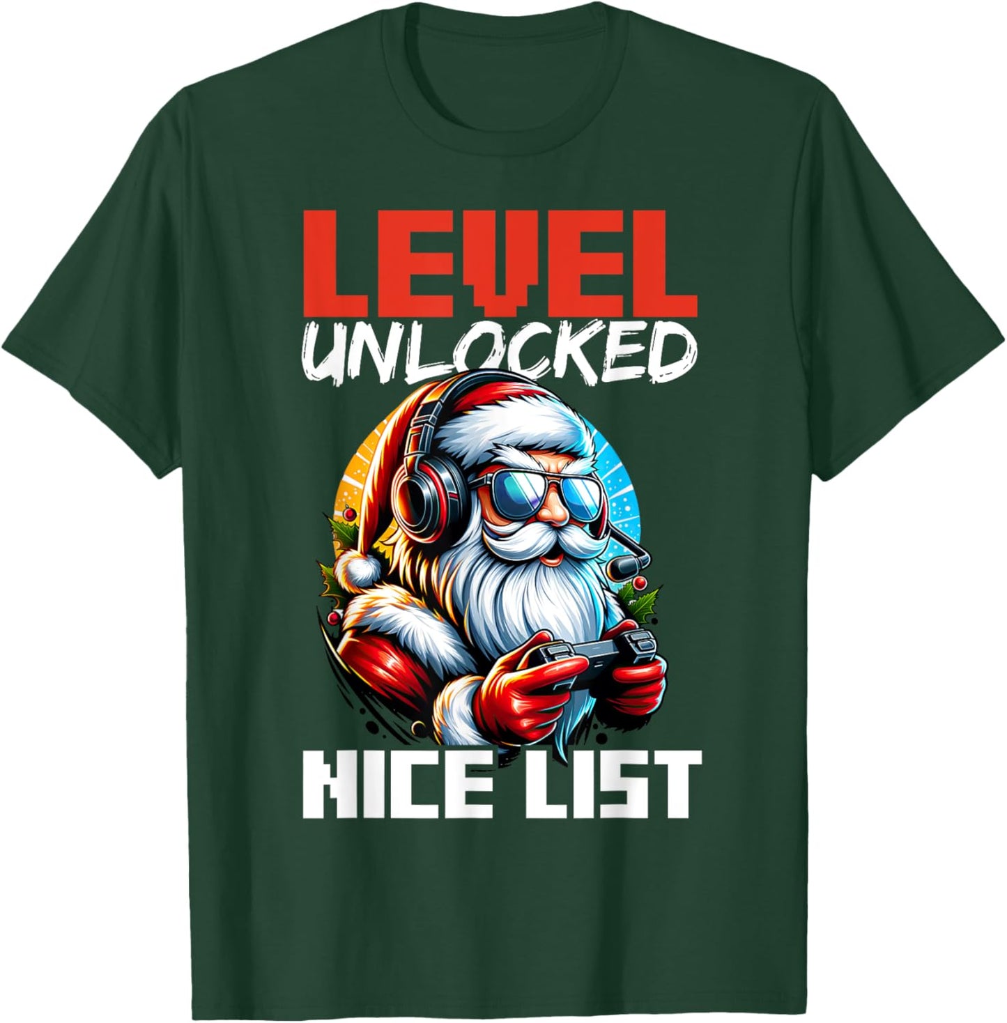 Christmas Gamer Boys Nice List Video Game Santa Xmas T-Shirt - T-Shirt | Forest