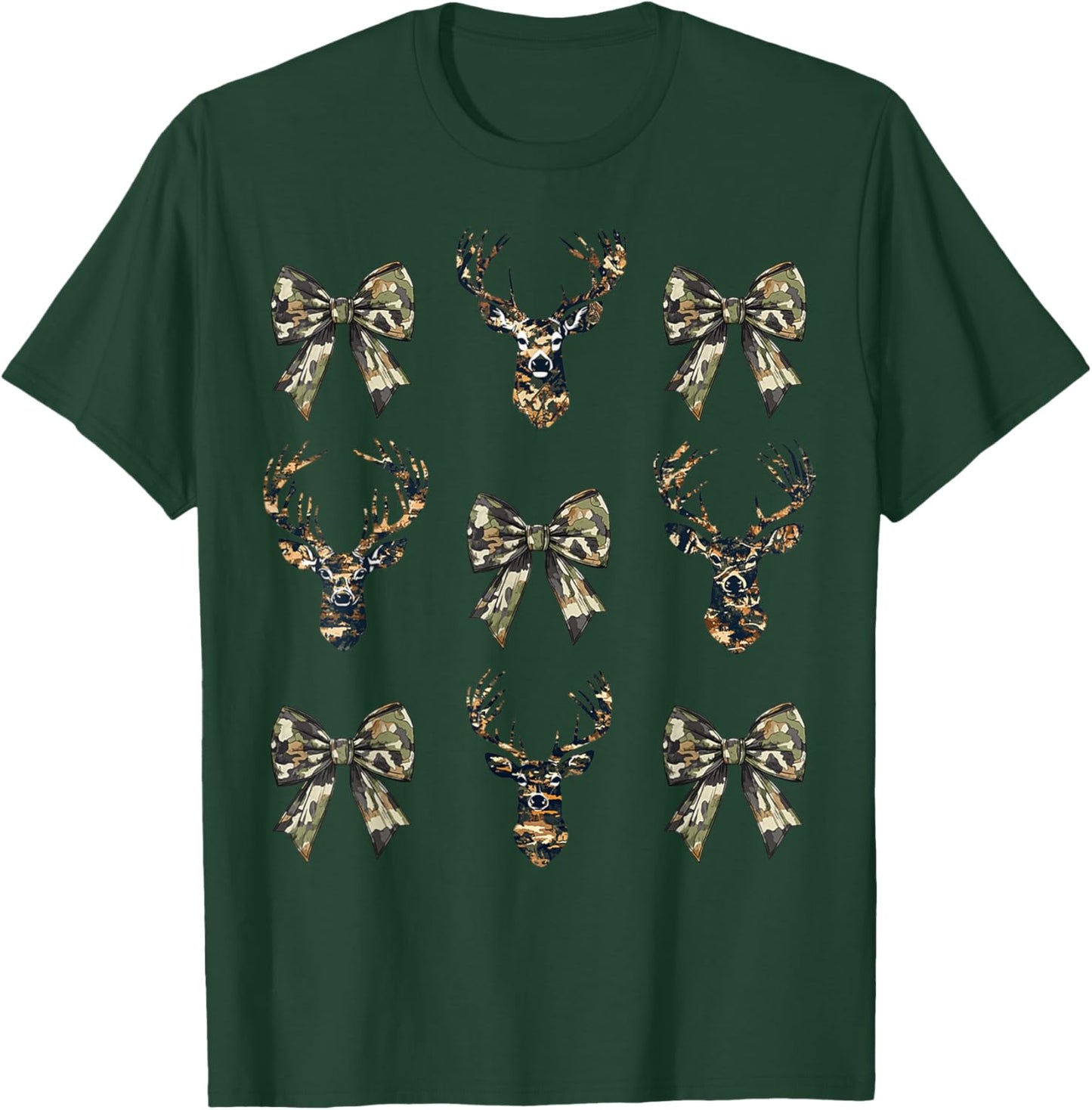 Camouflage Old Camo Bow Camo Coquette Bow Deer Hunting Men T-Shirt - T-Shirt | Forest