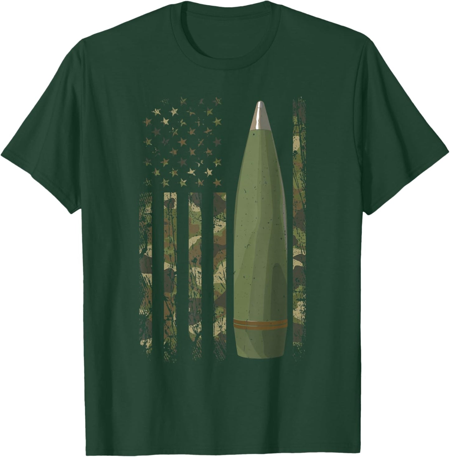 Field Artillery Officer American Flag T-Shirt - T-Shirt | Forest