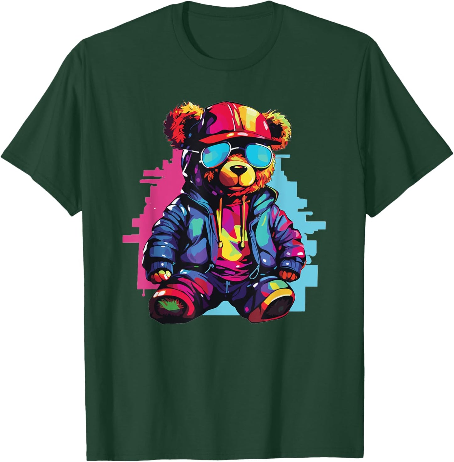 Colorful Teddy Bear With Sunglasses I Kids Teddy T-Shirt - T-Shirt | Forest