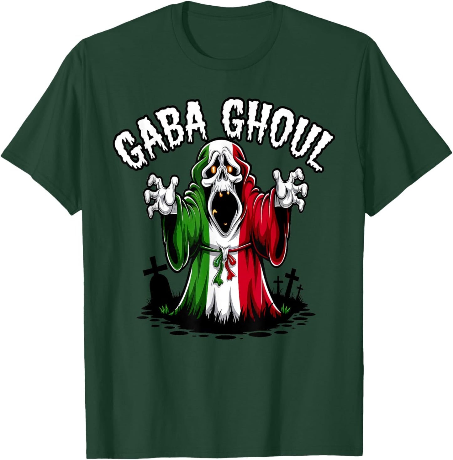 Halloween Graveyard Gaba Ghoul Ghost Funny Italian Gabagool T-Shirt - T-Shirt | Forest
