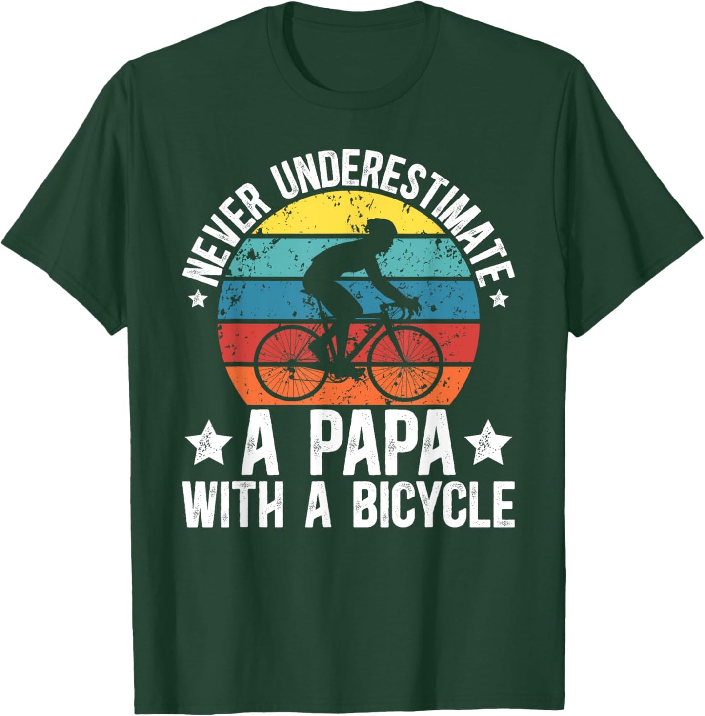 Papa With A Bicycle Papa Cycling Papa Cyclist Papa T-Shirt - T-Shirt | Forest