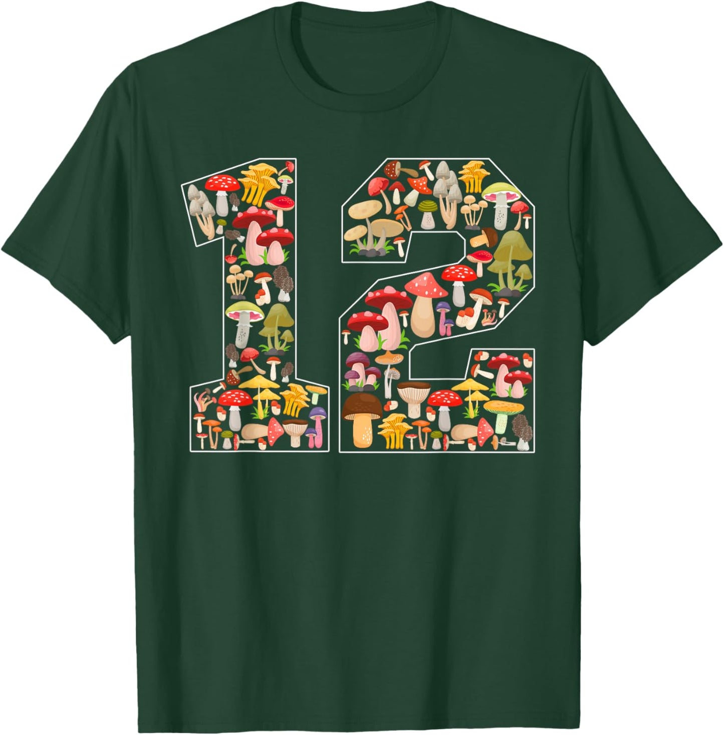 12th Birthday Mushroom Themed 12 Year Old Boy Girl Birthday T-Shirt - T-Shirt | Forest