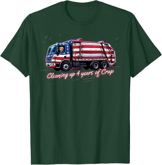 Cleaning Up 4 Years Of Crap Vote Trump 2024 Election Garbage T-Shirt - T-Shirt | Forest
