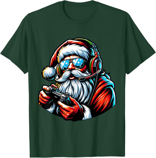Christmas Gamer Boys Video Game Santa Xmas T-Shirt - T-Shirt | Forest