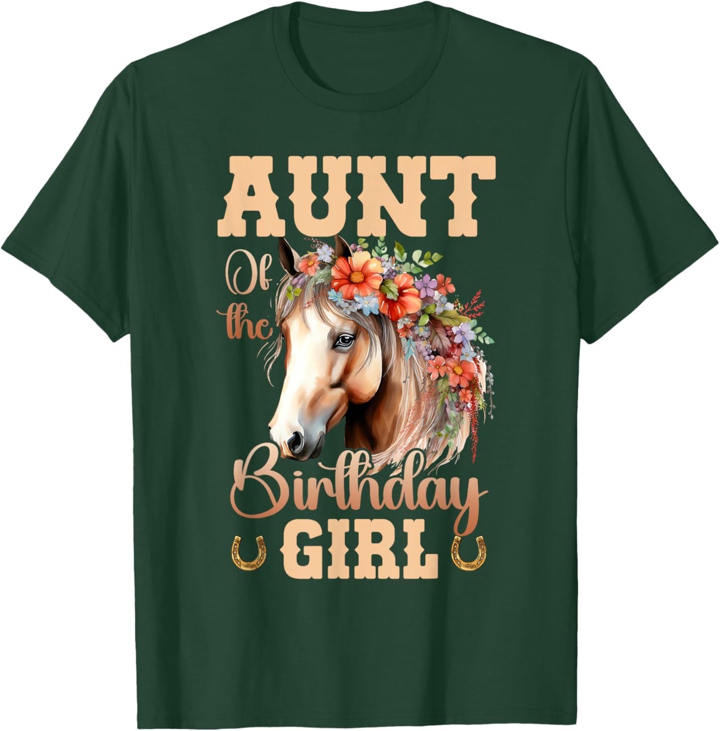 Cute Aunt Of The Birthday Girl Horse Family Party T-Shirt - T-Shirt | Forest