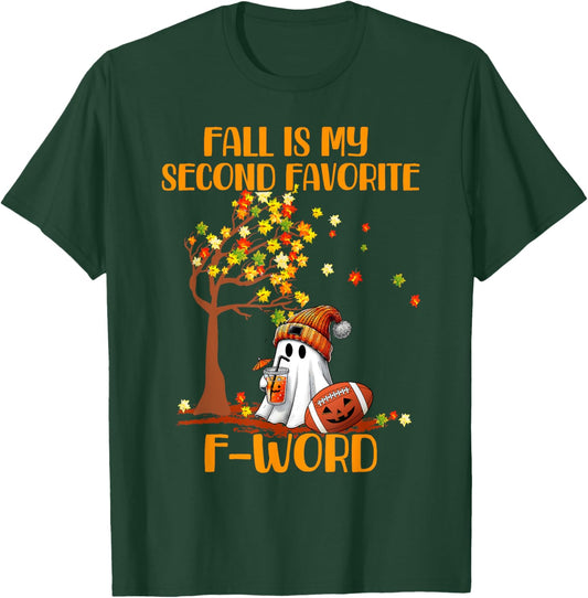 Fall is my second favorite F word cute ghost football Autumn T-Shirt - T-Shirt | Forest