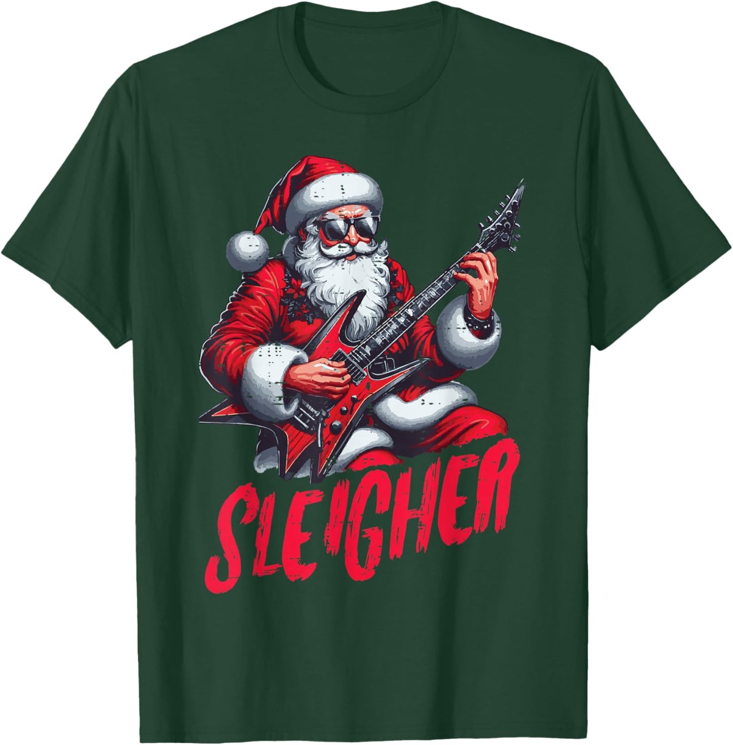 Christmas Santa Sleigher Rock Xmas Rocker Men Boys Kids Teen T-Shirt - T-Shirt | Forest