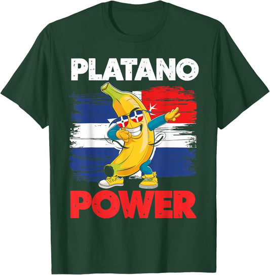 Platanos Power Dominican Flag Banana Fun T-Shirt - T-Shirt | Forest