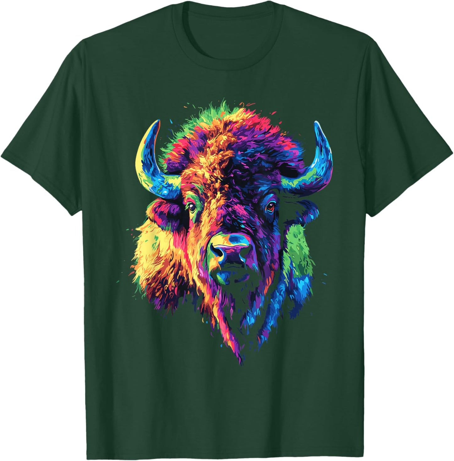 American Bison Lover Colorful Pop Art American Buffalo Bison T-Shirt - T-Shirt | Forest