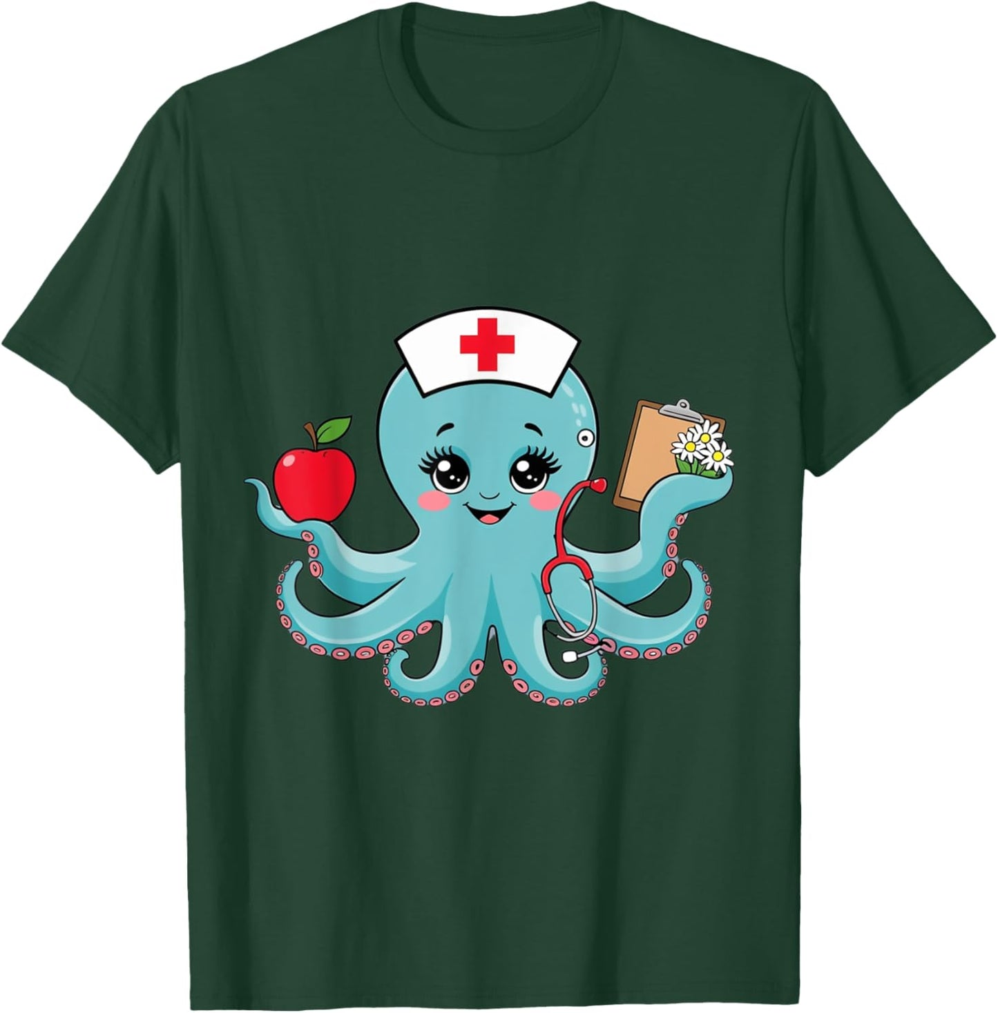 Octopus Nurse Cute Animal Nursing Cartoon Ocean T-Shirt - T-Shirt | Forest
