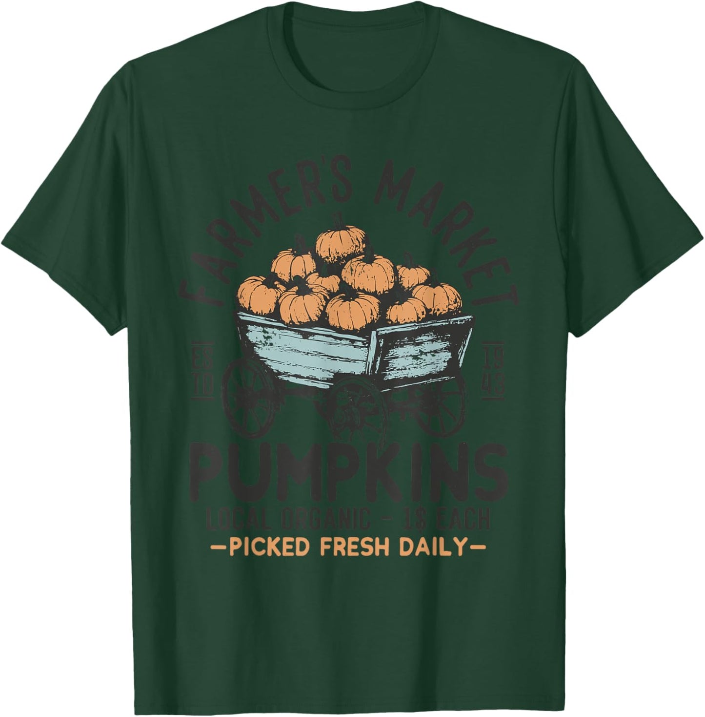 Vintage Farmer's Market Pumpkins Retro Thanksgiving T-Shirt - T-Shirt | Forest
