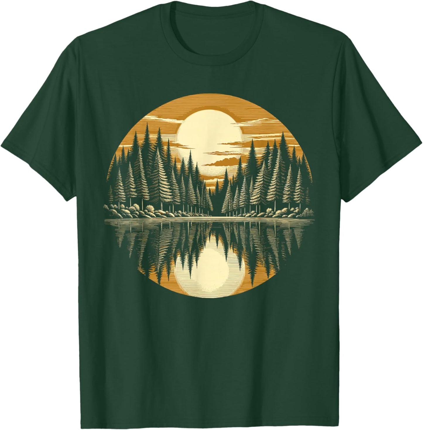 Nature Reflection Retro Forest Trees Outdoor Wildlife T-Shirt - T-Shirt | Forest