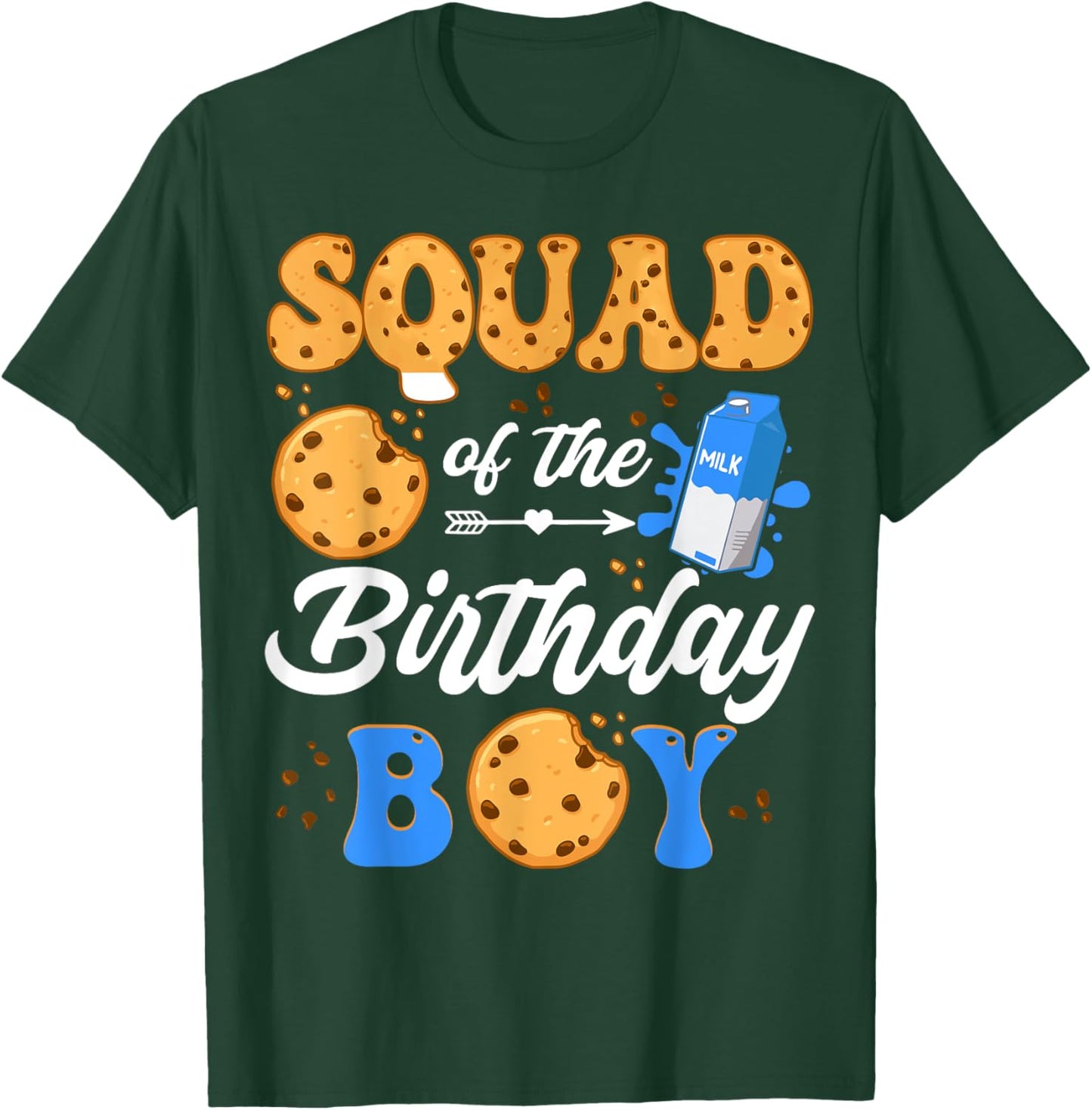 Squad Of The Birthday Boy Milk And Cookies 1St Birthday T-Shirt - T-Shirt | Forest