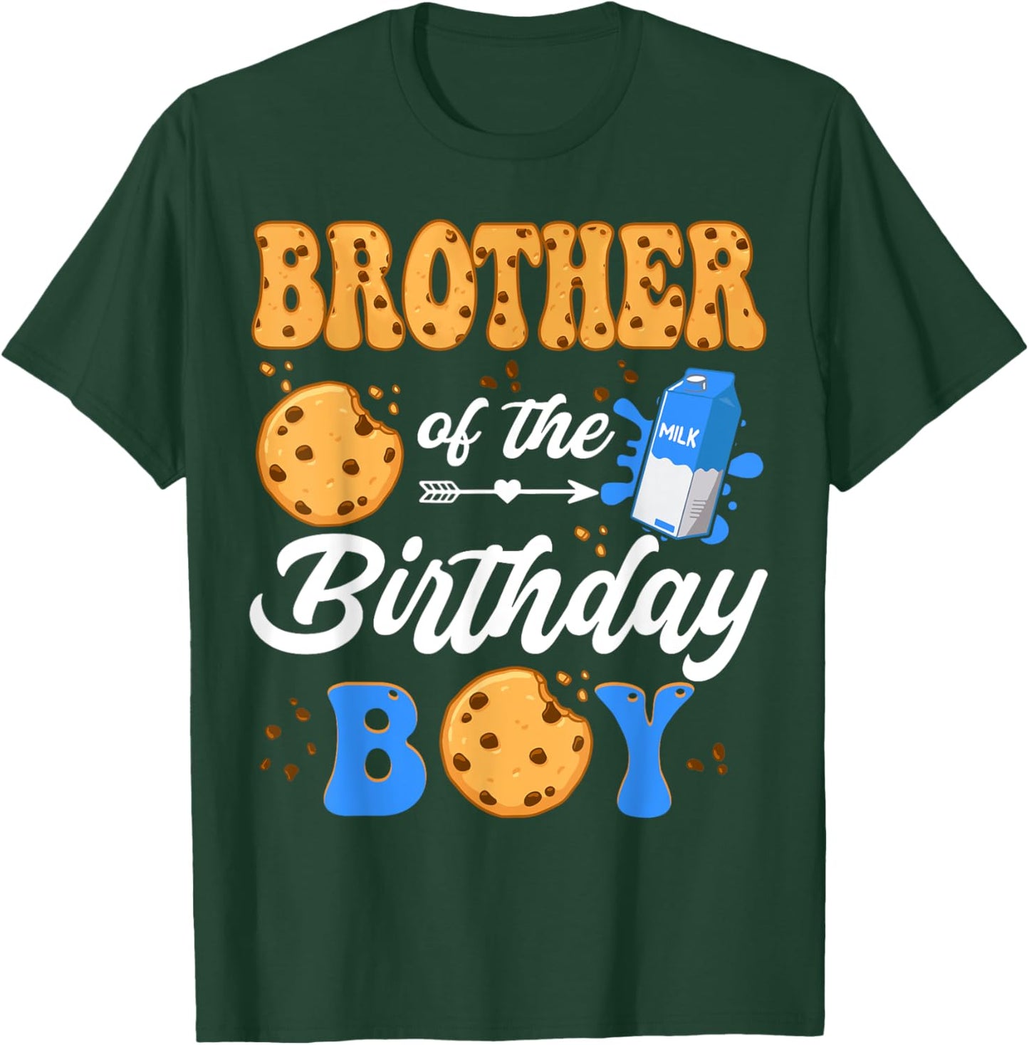 Brother Of The Birthday Boy Milk And Cookies 1St Birthday T-Shirt - T-Shirt | Forest