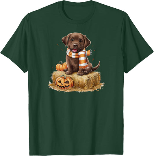 Pumpkin and a Chocolate Lab T-Shirt - T-Shirt | Forest