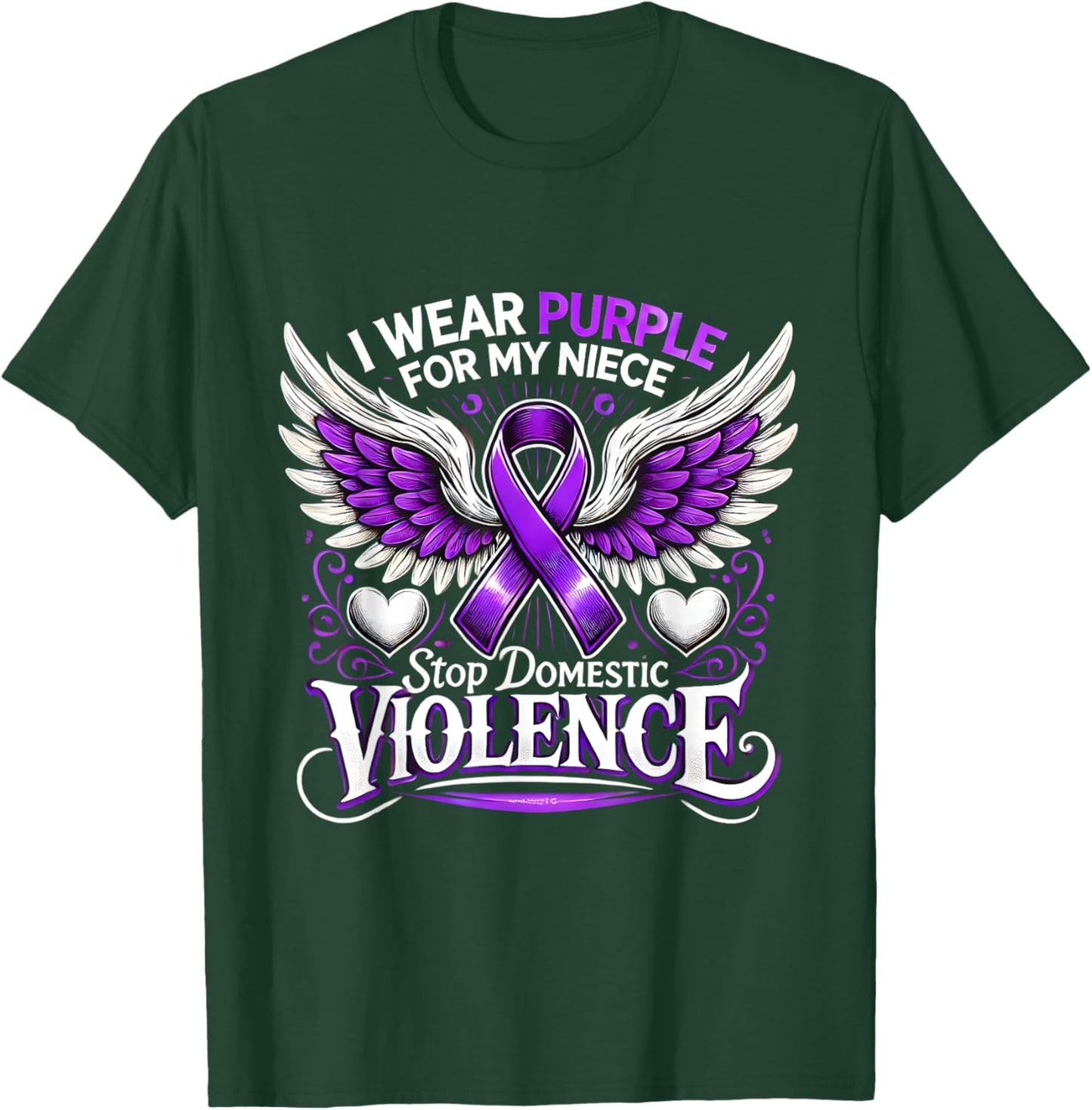 I Wear Purple For My Niece Stop Domestic Violence Graphic T-Shirt - T-Shirt | Forest