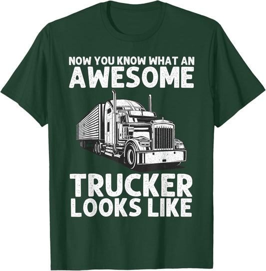 Best Truck Driver Art Dad Women Trucking CDL Trucker T-Shirt - T-Shirt | Forest