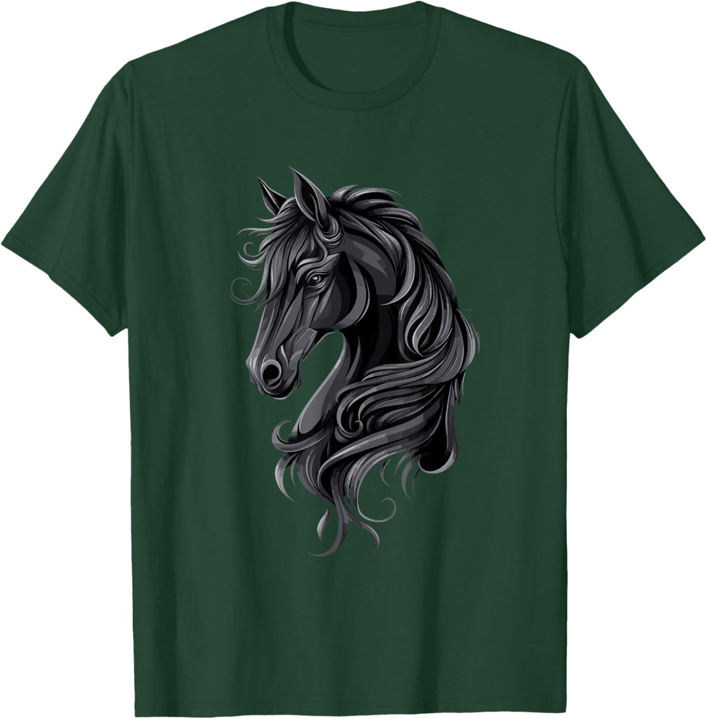 Black Horse Portrait – Friesian horse T-Shirt - T-Shirt | Forest