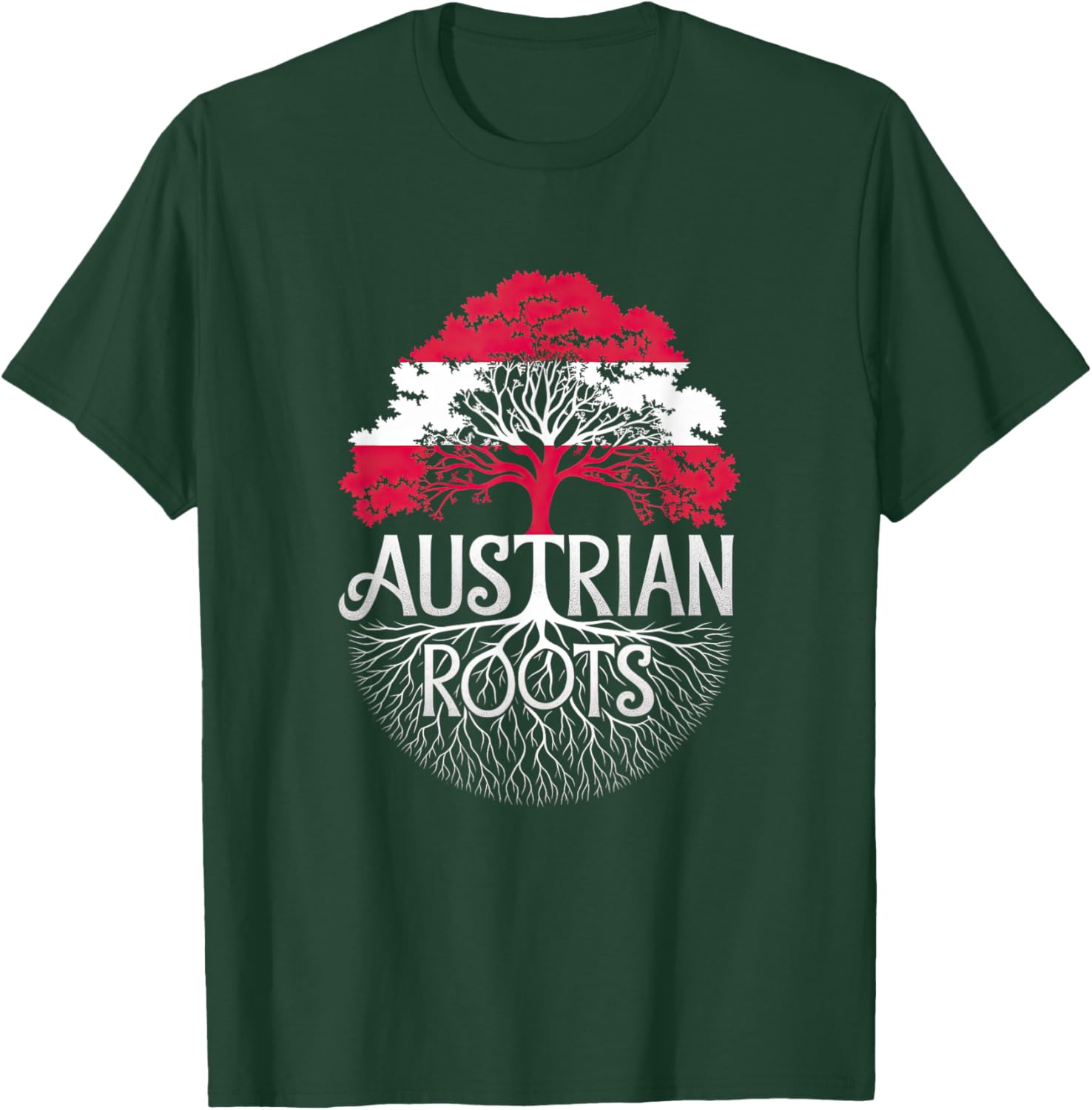 Austrian Roots - Austria Flag Colors Family Tree Souvenir T-Shirt - T-Shirt | Forest