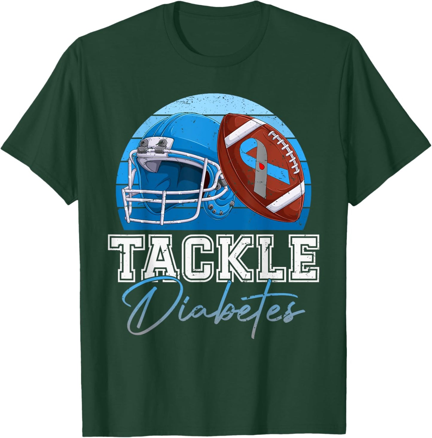 Tackle Type 1 Diabetes Awareness Day T1D Warrior Football T-Shirt - T-Shirt | Forest