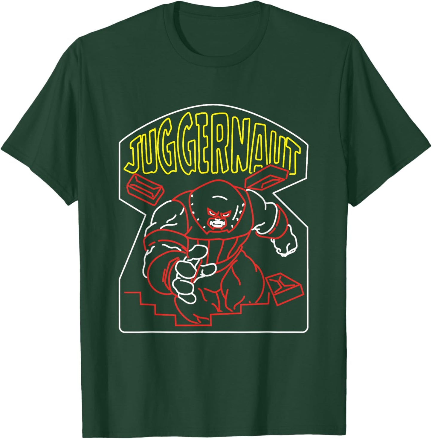 Marvel X-Men Juggernaut Breaking Through Wall Retro Outline T-Shirt - T-Shirt | Forest