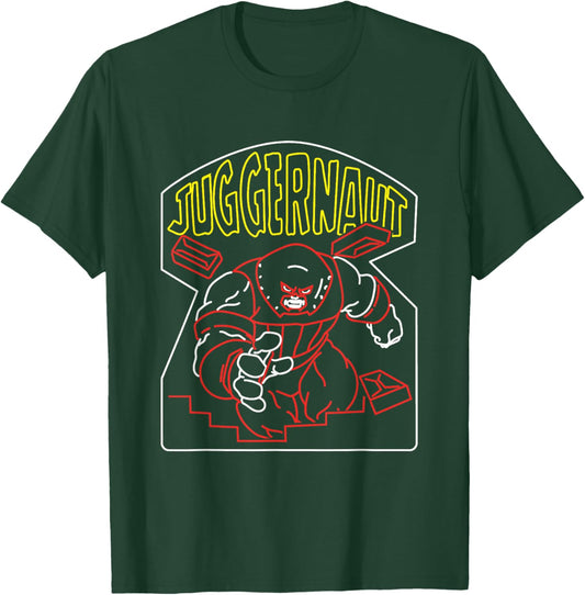 Marvel X-Men Juggernaut Breaking Through Wall Retro Outline T-Shirt - T-Shirt | Forest